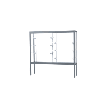 Challenger Aluminum Display Case, White Laminate Back w/ Satin Natural aluminum frame finish, 66"H x 72"W x 16"D - Click to enlarge