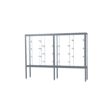 Challenger Aluminum Display Case, White Laminate Back w/ Satin Natural aluminum frame finish, 66"H x 96"W x 16"D - Click to enlarge