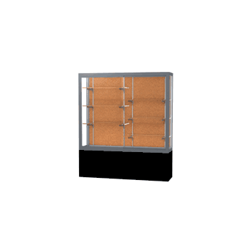 Challenger Black Laminate Display Case, Cork Back w/ Satin Natural aluminum frame finish, 66"H x 60"W x 16"D - Click to enlarge