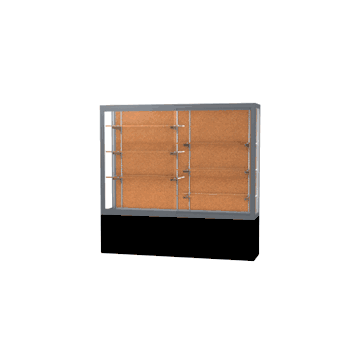 Challenger Black Laminate Display Case, Cork Back w/ Satin Natural aluminum frame finish, 66"H x 72"W x 16"D - Click to enlarge