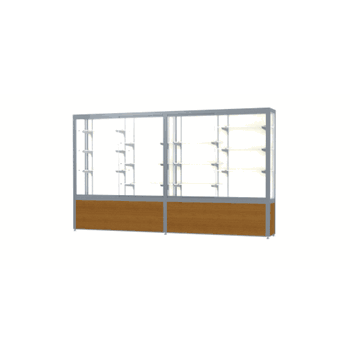 Challenger Light Oak Vinyl Display Case, Plaque Fabric Back w/ Satin Natural aluminum frame finish, 66"H x 120"W x 16"D - Click to enlarge