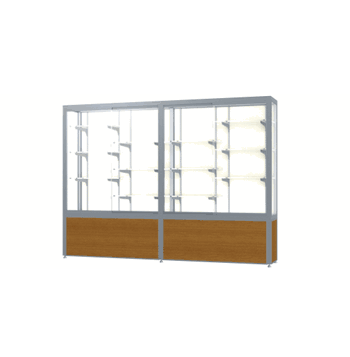 Challenger Light Oak Vinyl Display Case, Plaque Fabric Back w/ Satin Natural aluminum frame finish, 66"H x 96"W x 16"D - Click to enlarge