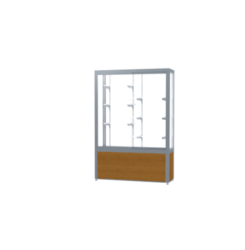 Challenger Light Oak Vinyl Display Case, White Laminate Back w/ Satin Natural aluminum frame finish, 66"H x 48"W x 16"D - Click to enlarge