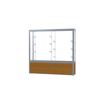 Challenger Light Oak Vinyl Display Case, White Laminate Back w/ Satin Natural aluminum frame finish, 66"H x 72"W x 16"D - Click to enlarge