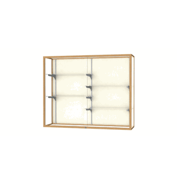 Champion Wall-Mounted Display Case w/ Plaque Fabric Back and Champagne Aluminum Frame, 48"H x 60"W x 16"D - Click to enlarge