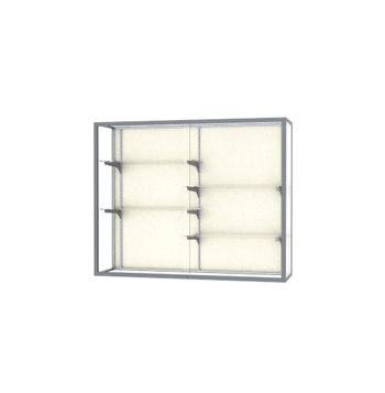 Champion Wall-Mounted Display Case w/ Plaque Fabric Back and Satin Natural Aluminum Frame, 48"H x 60"W x 16"D - Click to enlarge