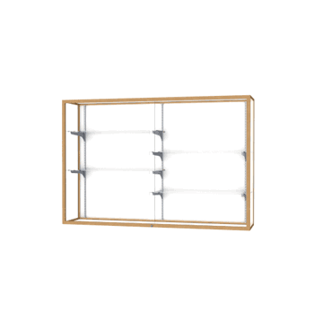 Champion Wall-Mounted Display Case w/ White Laminate Back and Champagne Aluminum Frame, 48"H x 72"W x 16"D - Click to enlarge