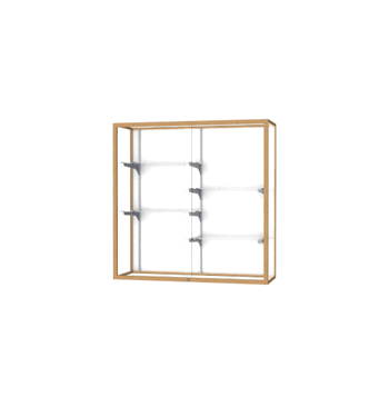 Champion Wall-Mounted Display Case w/ White Laminate Back and Champagne Aluminum Frame, 48"H x 48"W x 16"D - Click to enlarge