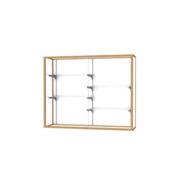 Champion Wall-Mounted Display Case w/ White Laminate Back and Champagne Aluminum Frame, 48"H x 60"W x 16"D - Click to enlarge