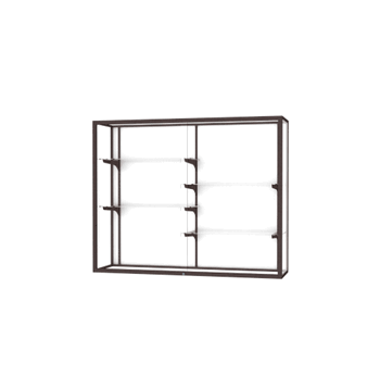 Champion Wall-Mounted Display Case w/ White Laminate Back and Dark Bronze Aluminum Frame, 48"H x 60"W x 16"D - Click to enlarge