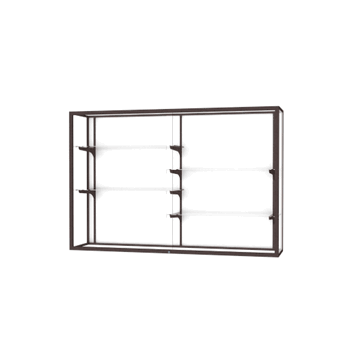 Champion Wall-Mounted Display Case w/ White Laminate Back and Dark Bronze Aluminum Frame, 48"H x 72"W x 16"D - Click to enlarge