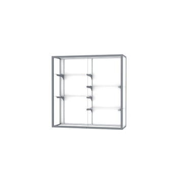 Champion Wall-Mounted Display Case w/ White Laminate Back and Satin Natural Aluminum Frame, 48"H x 48"W x 16"D - Click to enlarge