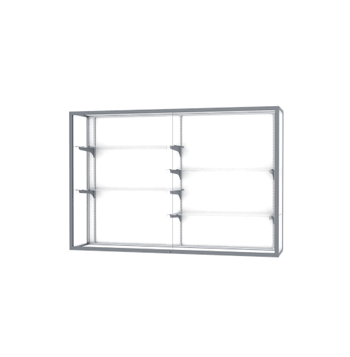 Champion Wall-Mounted Display Case w/ White Laminate Back and Satin Natural Aluminum Frame, 48"H x 72"W x 16"D - Click to enlarge