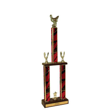 Chicken - Two-Tier Championship Trophy with Wood Base - Click to enlarge