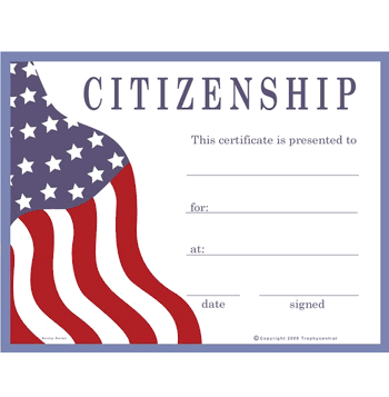 Citizenship Award Free Template - Click to enlarge