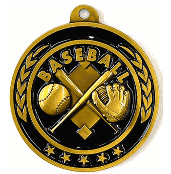 Baseball Batter 2 1/4" Antique Gold Medal - Click to enlarge