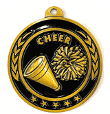 Cheer Megaphone 2 1/4" Antique Gold Medal