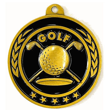 Golf Swing 2 1/4" Antique Gold Medal - Click to enlarge