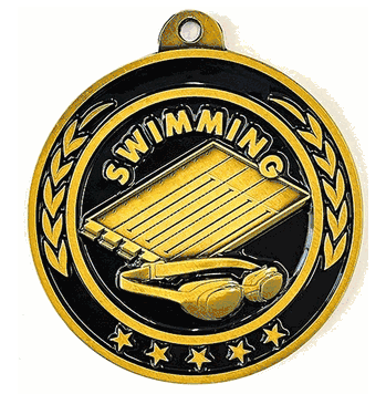 Swimming Freestyle 2 1/4" Antique Gold Medal - Click to enlarge