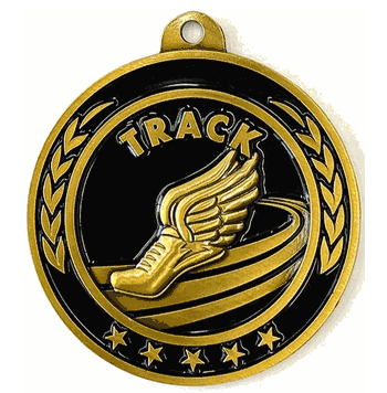 Track and Field Runner 2 1/4" Antique Gold Medal - Click to enlarge
