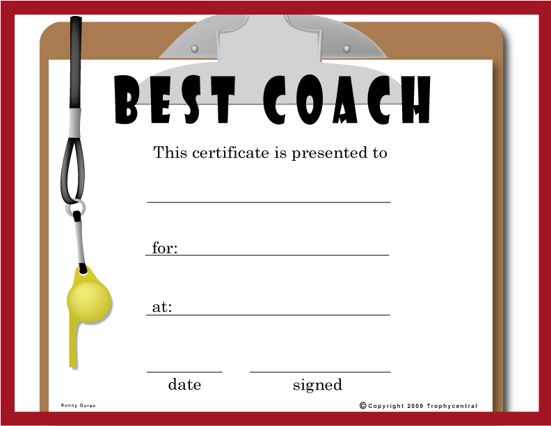 Free Coach Certificates, Certificate Free Coach