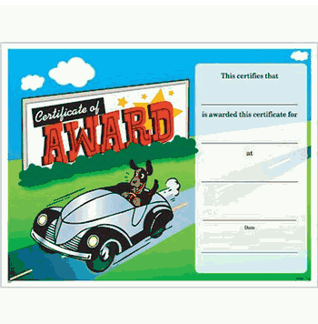 Colorful Certificate of Award - Click to enlarge