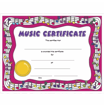 Colorful Musical Notes Certificate - Click to enlarge