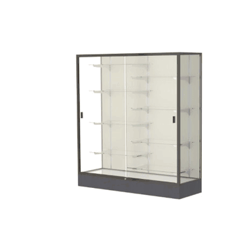 Colossus Display Case, w/ Plaque Fabric back and Dark Bronze Aluminum Frame, 66"H x 60"W x 20"D - Click to enlarge