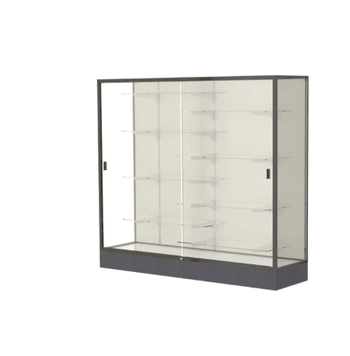 Colossus Display Case, w/ Plaque Fabric back and Dark Bronze Aluminum Frame, 66"H x 72"W x 20"D - Click to enlarge
