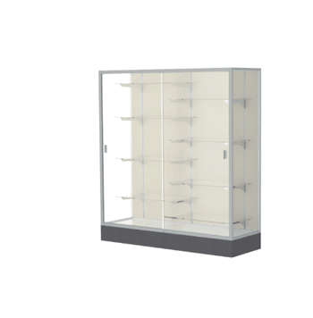 Colossus Display Case, w/ Plaque Fabric back and Satin Natural Aluminum Frame, 66"H x 60"W x 20"D - Click to enlarge