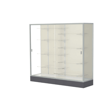 Colossus Display Case, w/ Plaque Fabric back and Satin Natural Aluminum Frame, 66"H x 72"W x 20"D - Click to enlarge
