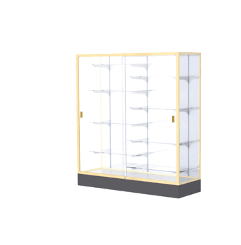 Colossus Display Case, w/ White Laminate back and Champagne Aluminum Frame, 66"H x 60"W x 20"D - Click to enlarge