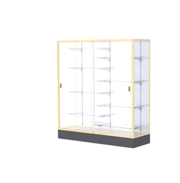 Colossus Display Case, w/ White Laminate back and Champagne Aluminum Frame, 66"H x 60"W x 20"D - Click to enlarge