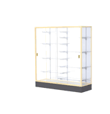 Colossus Display Case, w/ White Laminate back and Champagne Aluminum Frame, 66"H x 60"W x 20"D