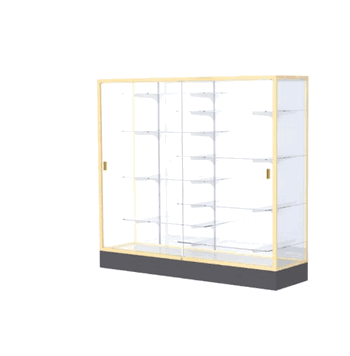 Colossus Display Case, w/ White Laminate back and Champagne Aluminum Frame, 66"H x 72"W x 20"D - Click to enlarge