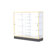 Colossus Display Case, w/ White Laminate back and Champagne Aluminum Frame, 66"H x 72"W x 20"D