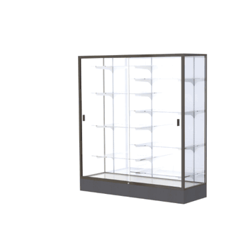 Colossus Display Case, w/ White Laminate back and Dark Bronze Aluminum Frame, 66"H x 60"W x 20"D - Click to enlarge