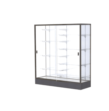 Colossus Display Case, w/ White Laminate back and Dark Bronze Aluminum Frame, 66"H x 60"W x 20"D - Click to enlarge