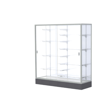 Colossus Display Case, w/ White Laminate back and Satin Natural Aluminum Frame, 66"H x 60"W x 20"D - Click to enlarge