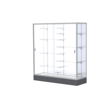 Colossus Display Case, w/ White Laminate back and Satin Natural Aluminum Frame, 66"H x 60"W x 20"D - Click to enlarge