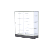 Colossus Display Case, w/ White Laminate back and Satin Natural Aluminum Frame, 66"H x 60"W x 20"D