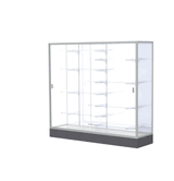 Colossus Display Case, w/ White Laminate back and Satin Natural Aluminum Frame, 66"H x 72"W x 20"D