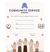 Community Service Award - Free Template