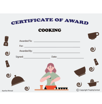 Free Cooking Certificate Template (Female Figure) | TrophyCentral