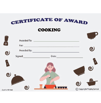 Cooking Award Certificate (Female) - Free Template - Click to enlarge