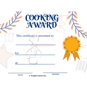 Free Cooking Award Certificate Template | TrophyCentral