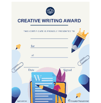 Creative Writing Award Free Template - Click to enlarge