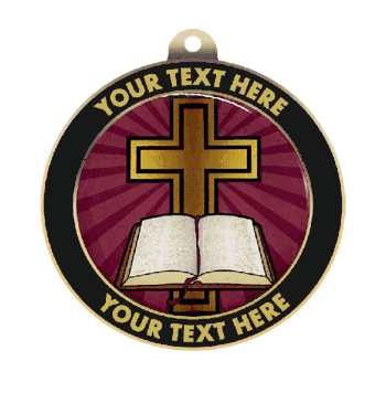 Cross Insert Medal with Personalized Rim - Click to enlarge