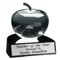 Crystal Apple Teaching Award on Black Base - Click to enlarge