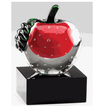 Crystal Apple Teaching Award on Black Base - Click to enlarge